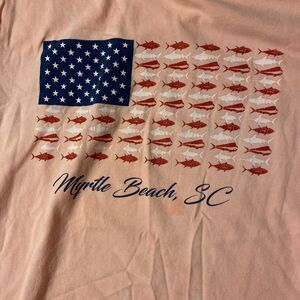 Myrtle Beach T Shirt Pink Womens Medium‎ Patriotic Flag On U.S Vintage Tag
